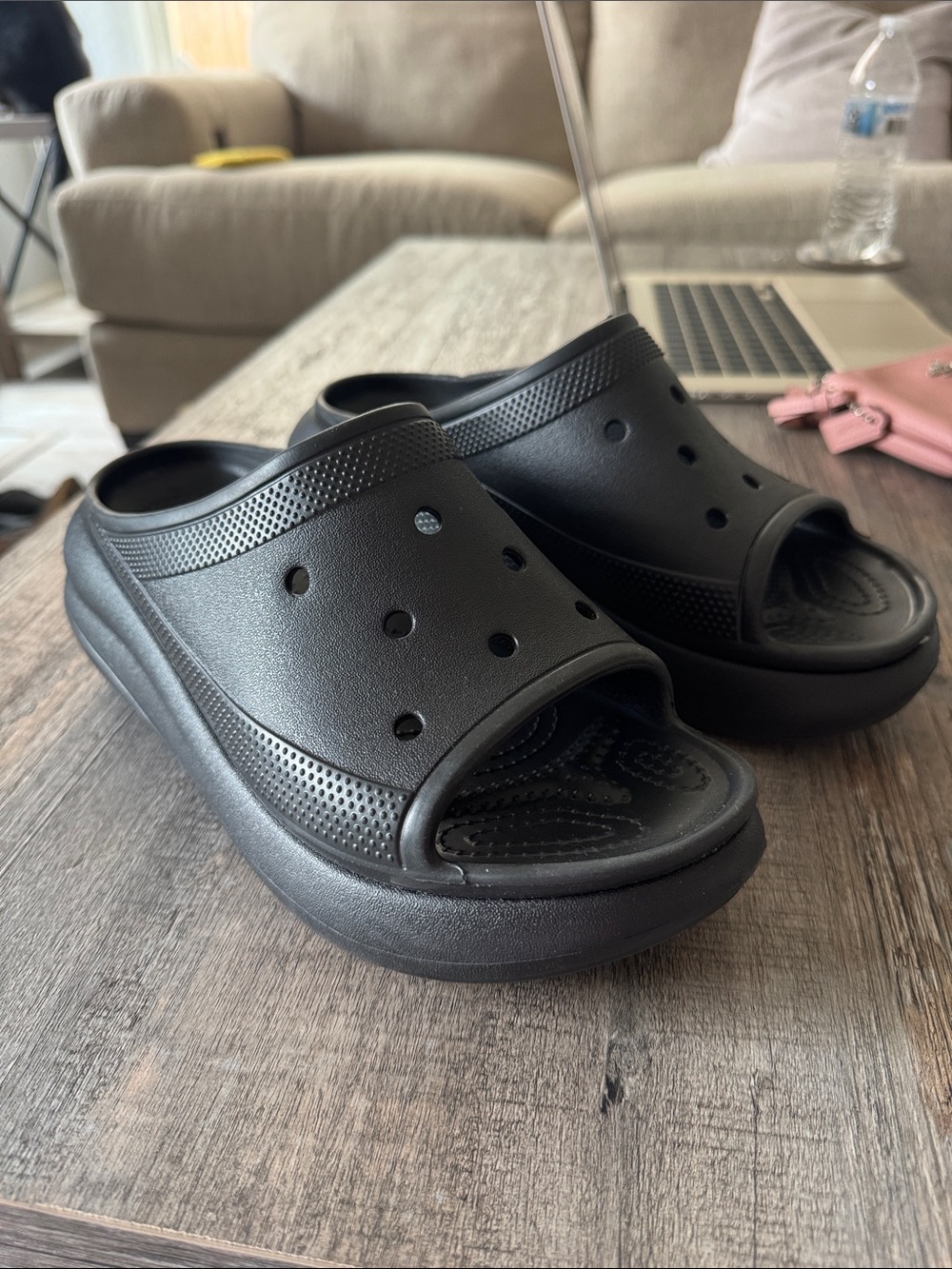 CROCS Women's Black Open-Toe Slide Sandals - Picture 1 of 4